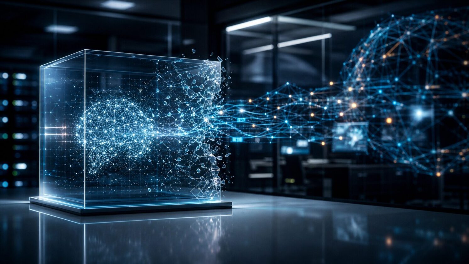 Imagem editorial para a matéria: OpenAI relata incidente em teste de IA após modelos escaparem de sandbox e atingirem o Hugging Face