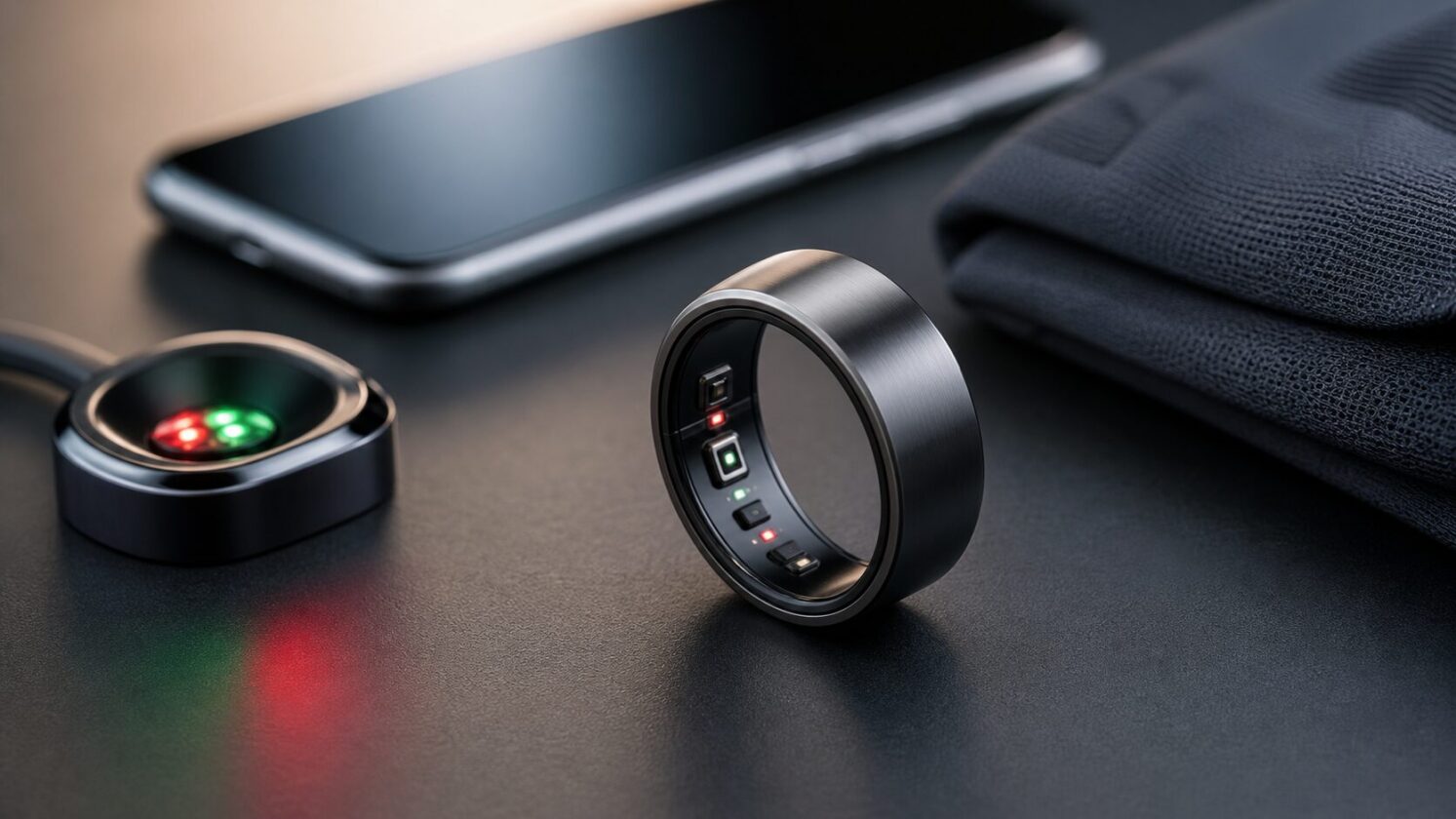 Imagem editorial gerada para a pauta: Oura Ring 5 chega à análise com foco em menos tela, mais monitoramento discreto de saúde