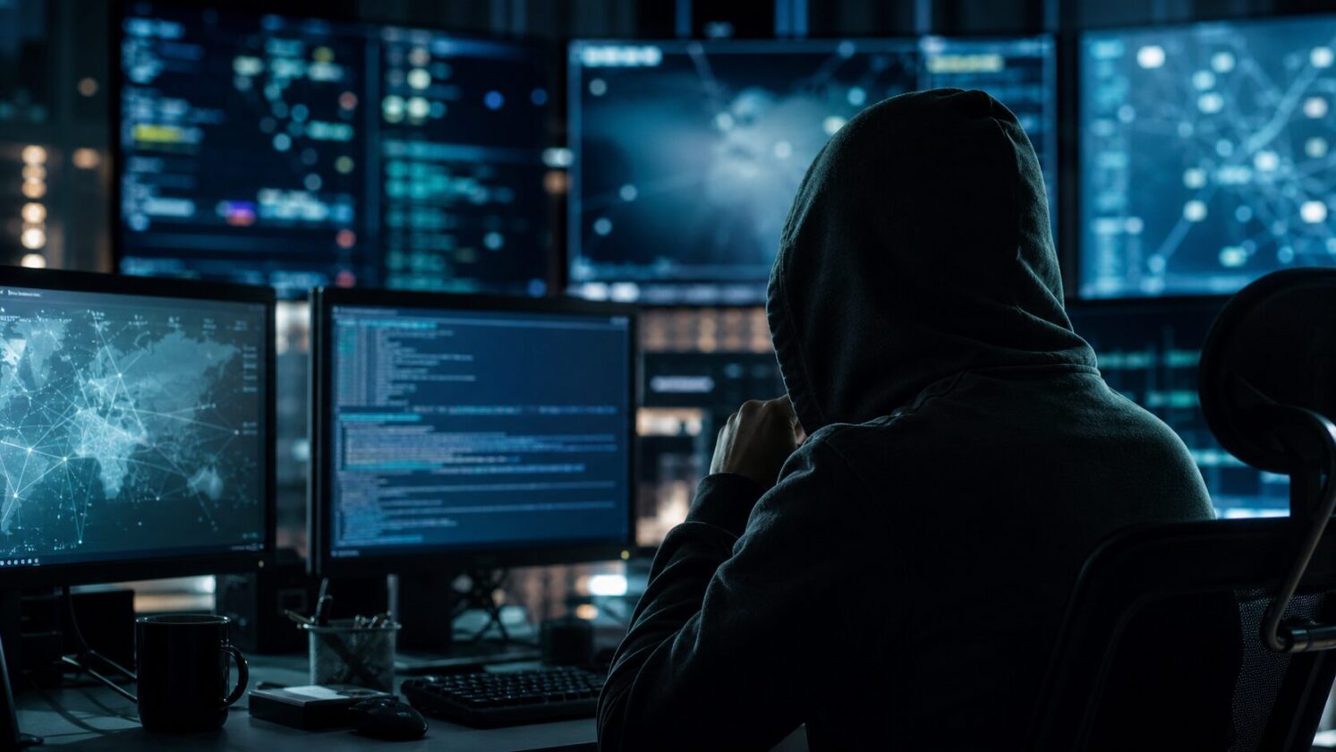 Imagem editorial para a matéria: Perfil revisita trajetória de Phineas Fisher, hacker ligado a ataques contra empresas de spyware