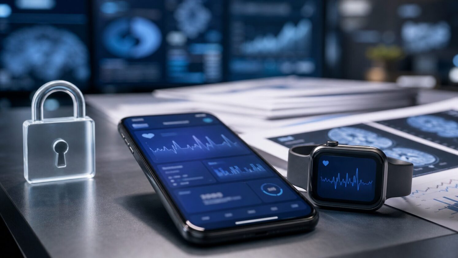 Imagem editorial gerada para a pauta: Samsung Health pode apagar dados se usuário não aceitar uso para treino de IA, diz Android Authority