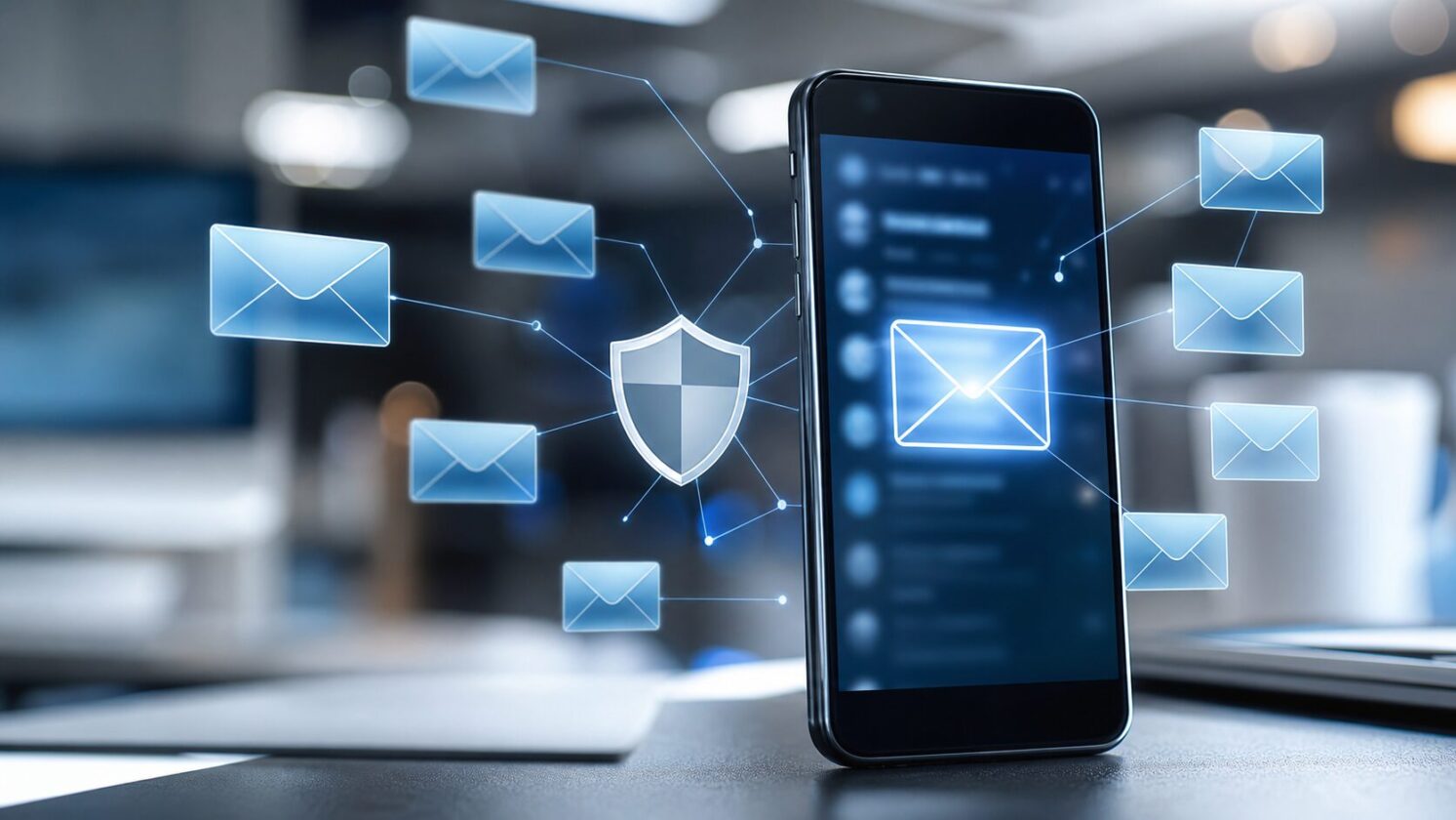 Imagem editorial gerada para a pauta: Serviços de alias de e-mail ganham força como defesa simples de privacidade