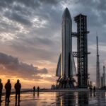Imagem editorial para a matéria: SpaceX prepara nova tentativa do Flight 13 do Starship após adiamentos