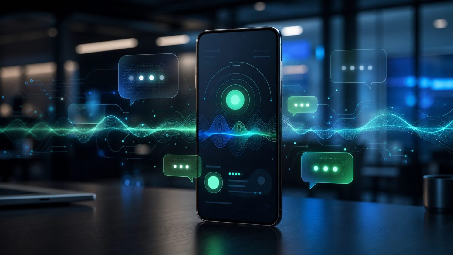 Imagem editorial gerada para a pauta: Spotify amplia aposta em IA com assistente conversacional no app