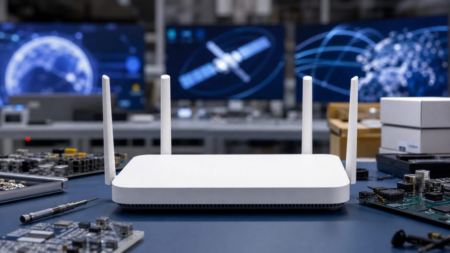 Imagem editorial para a matéria: Starlink obtém exceção da FCC para roteadores fabricados fora dos EUA