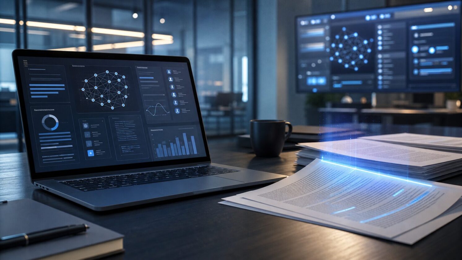 Imagem editorial para a matéria: Substack lança detector de IA para medir uso de texto gerado ou assistido por modelos