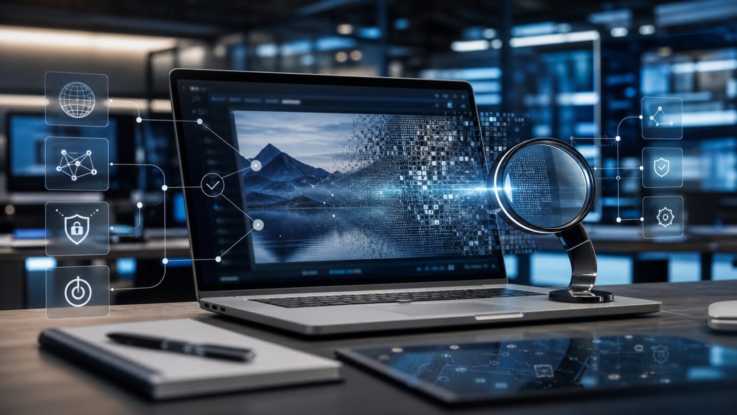 Imagem editorial para a matéria: SynthID, do Google, ajuda a rastrear conteúdo de IA, mas não basta contra desinformação
