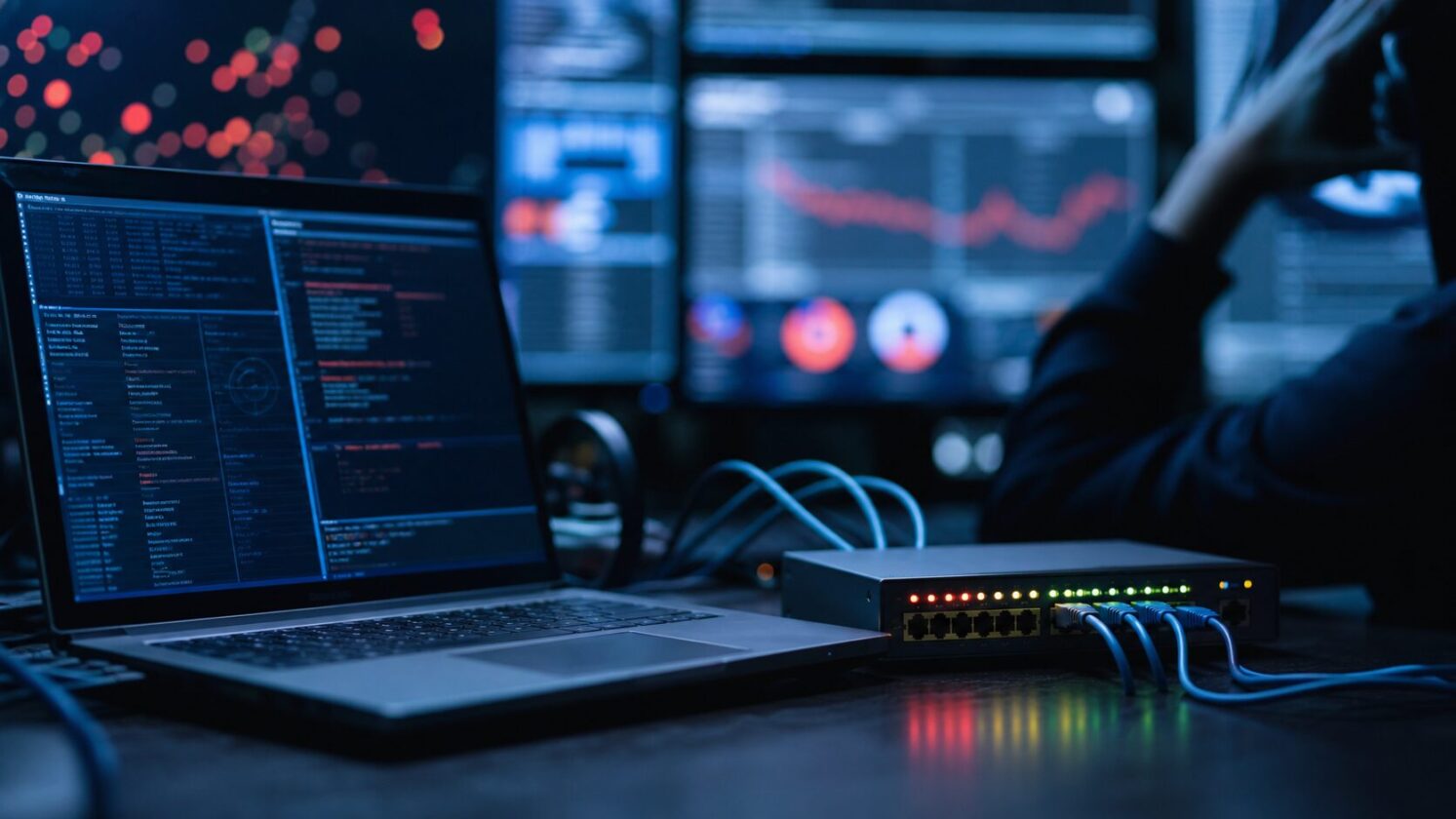 Imagem editorial gerada para a pauta: Usuário derruba rede ao tentar aprender Nmap, relata The Register