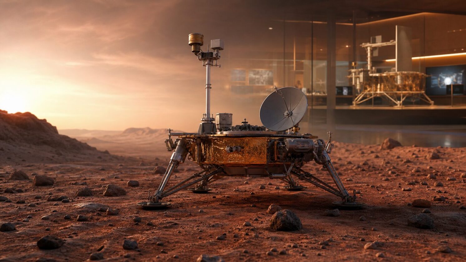 Imagem editorial para a matéria: Viking 1 completa 50 anos e relembra o primeiro pouso bem-sucedido em Marte