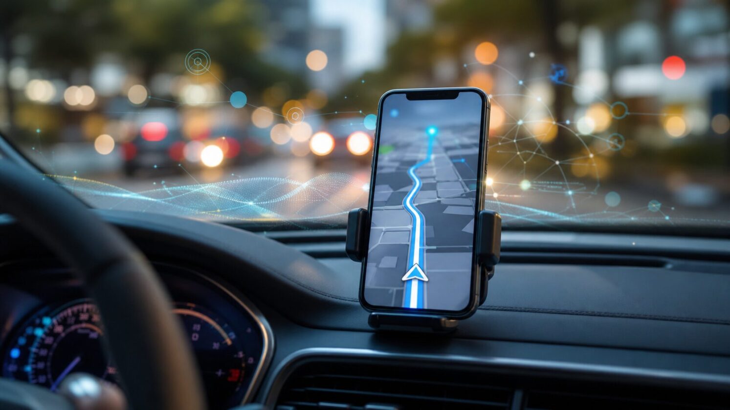 Imagem editorial gerada para a pauta: Waze ganha recursos com Gemini para aprender preferências de rota e falar menos