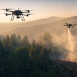Imagem editorial para a matéria: XPRIZE testa drones autônomos para detectar e combater incêndios florestais no início