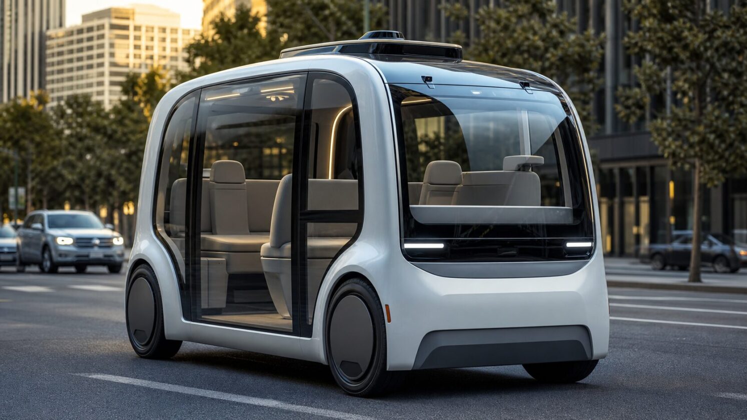 Imagem editorial para a matéria: Zoox, da Amazon, obtém aval dos EUA para cobrar por corridas em robotáxi sem volante