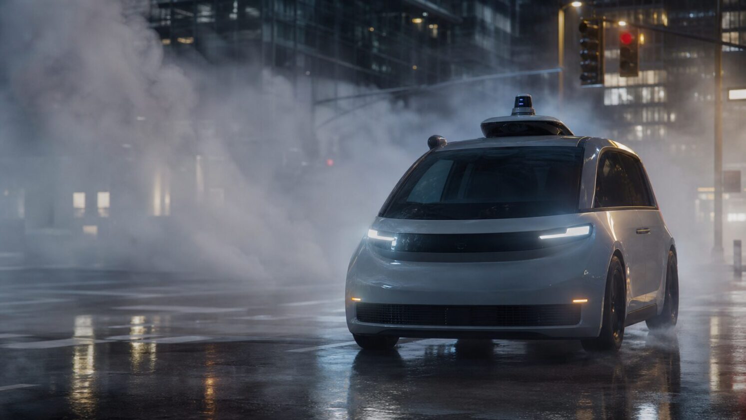 Imagem editorial para a matéria: Zoox faz recall de software após robotáxi falhar em cenário de fumaça intensa