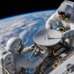 Imagem editorial para a matéria: Astronautas da NASA e da ESA concluem instalação de antena na ISS