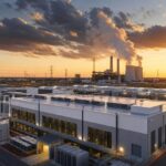 Imagem editorial para a matéria: Data center planejado pela Amazon reacende debate sobre energia e emissões da IA
