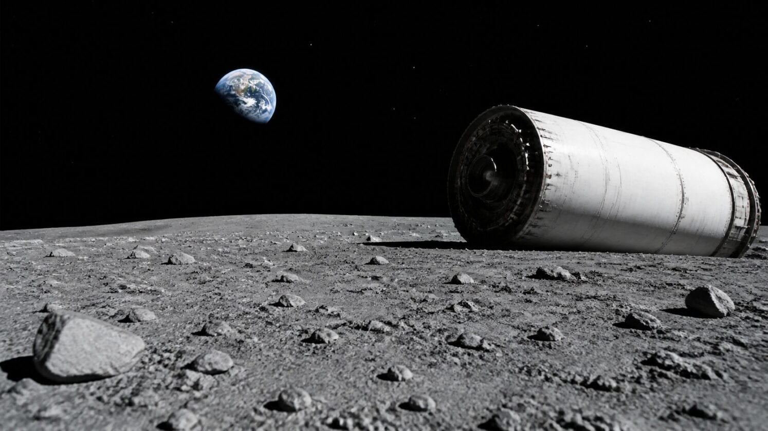 Imagem editorial para a matéria: Estágio de Falcon 9 pode ter caído na Lua após missão Blue Ghost