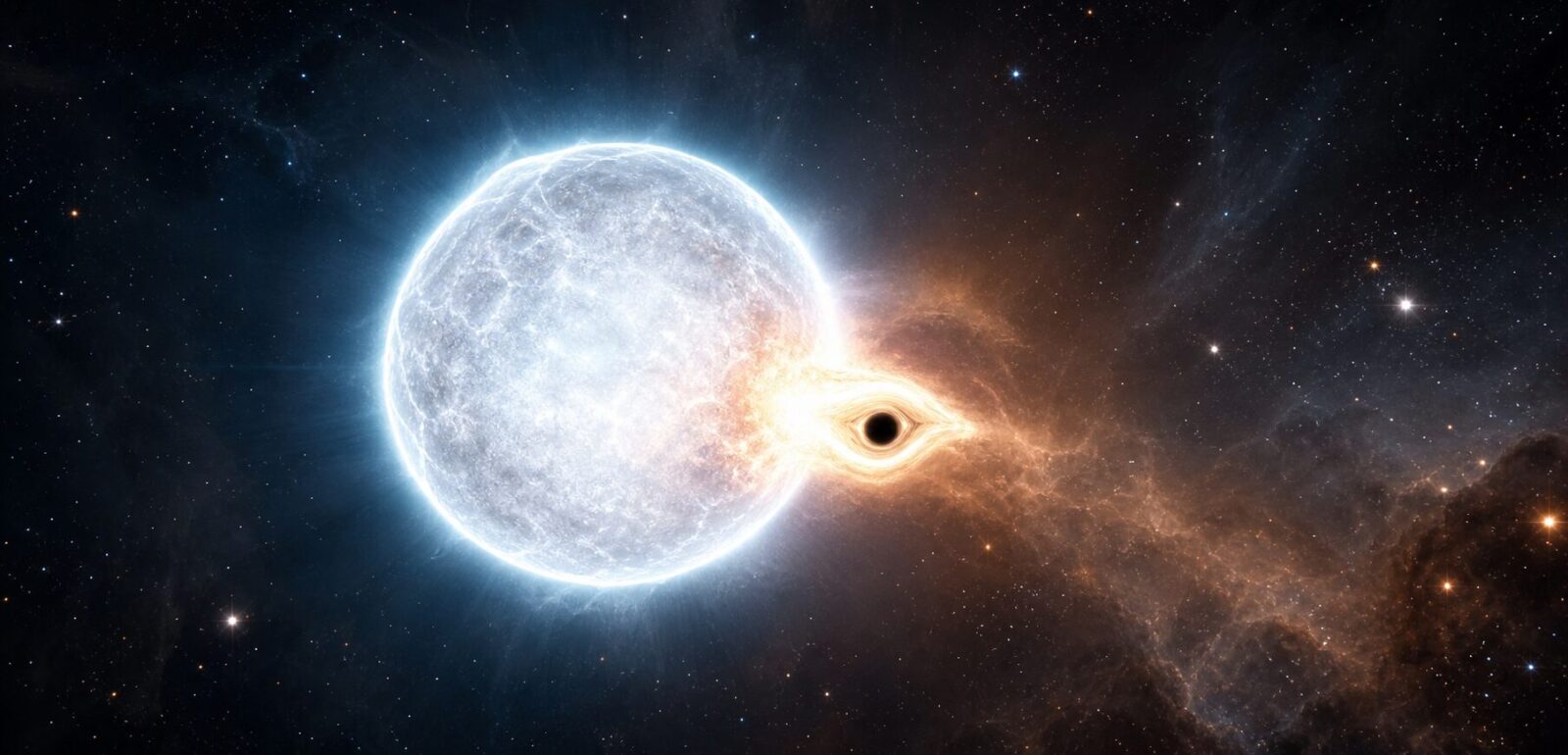 Imagem editorial para a matéria: Estudo sugere que miniburacos negros primordiais podem acionar supernovas tipo Ia