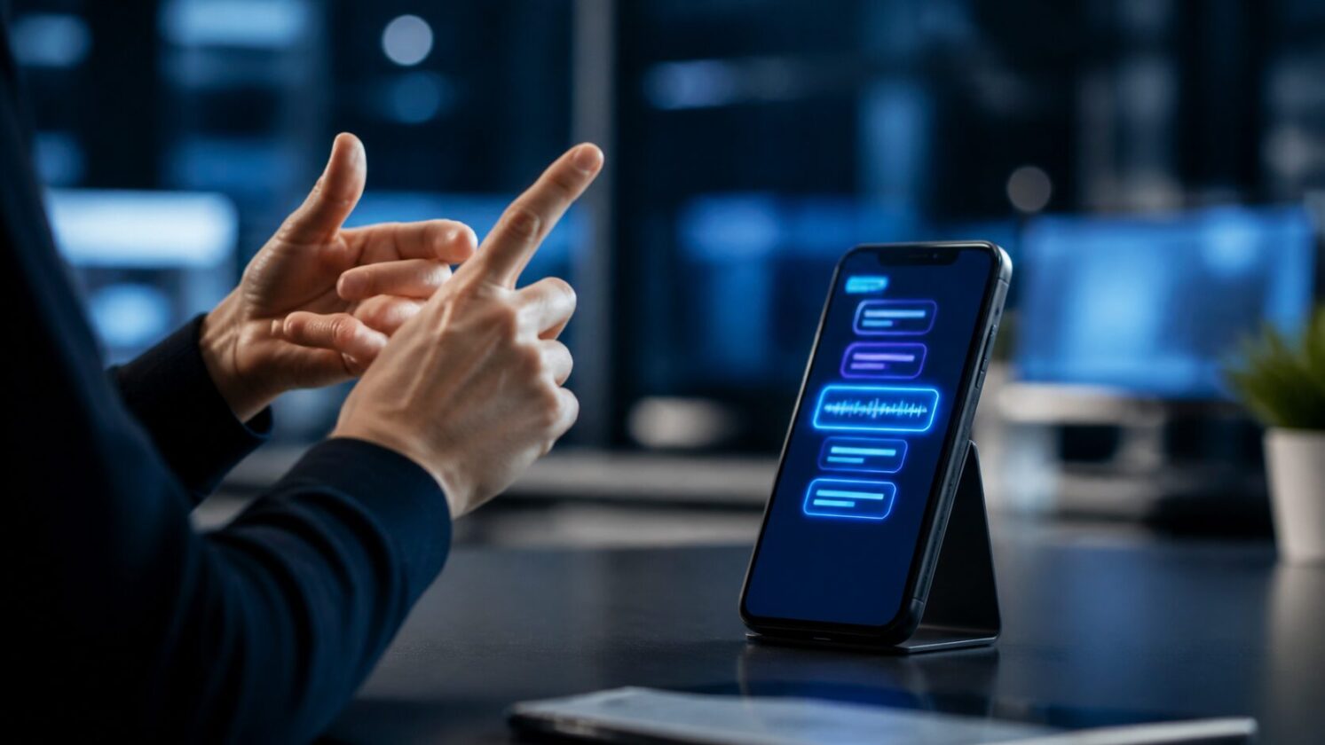 Imagem editorial para a matéria: Google DeepMind apresenta modelo de IA para converter língua de sinais em texto no Pixel 11