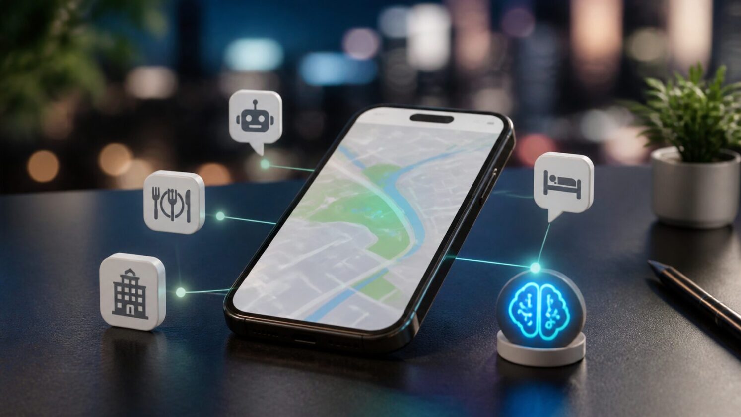 Imagem editorial para a matéria: Google expande Ask Maps com IA para pedir comida, buscar hotéis e entender planos do usuário