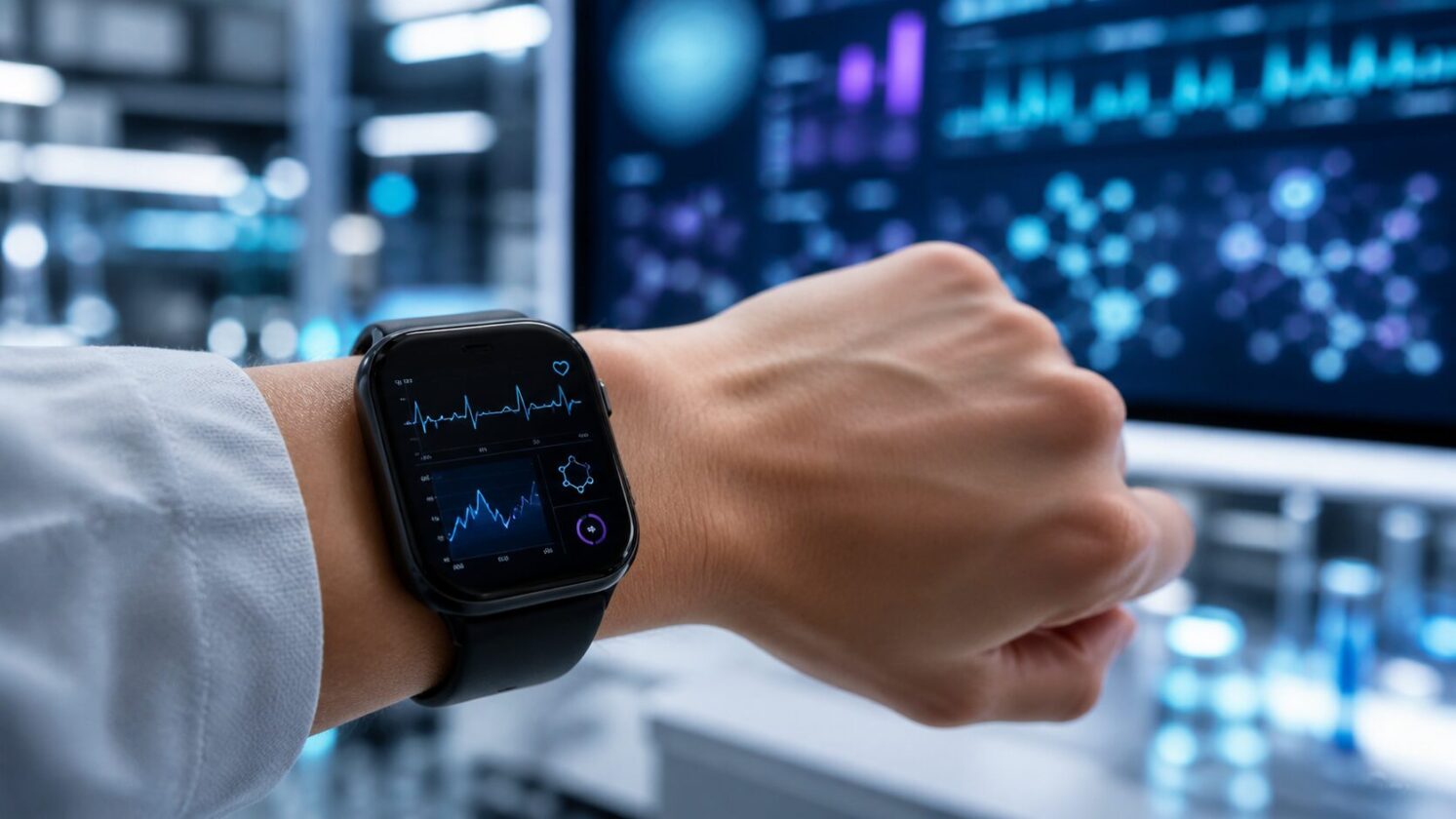 Imagem editorial para a matéria: Google Research apresenta ferramenta de IA para priorizar biomarcadores com dados de wearables