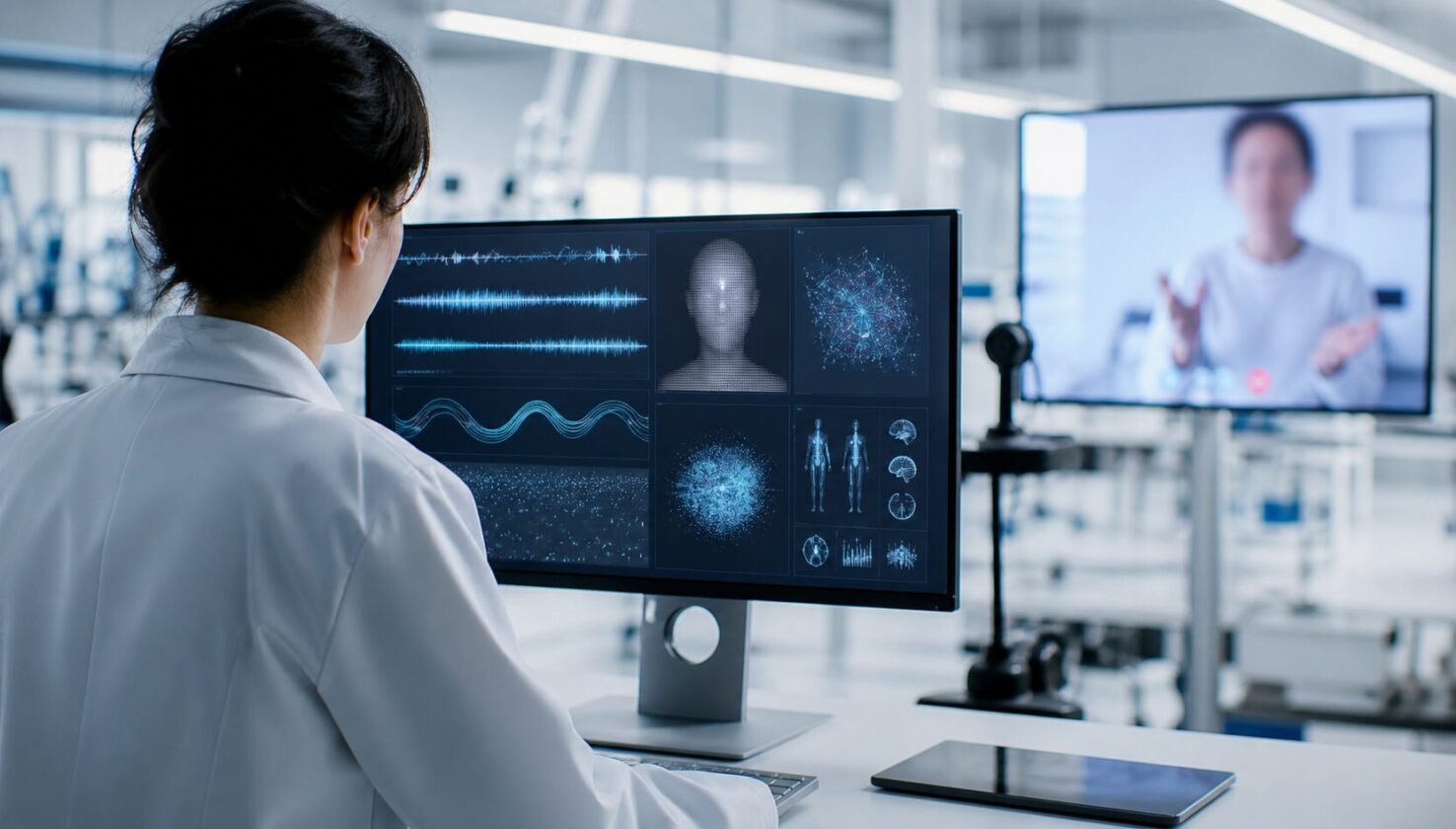 Imagem editorial para a matéria: Google Research avança AMIE para consultas clínicas audiovisuais em tempo real