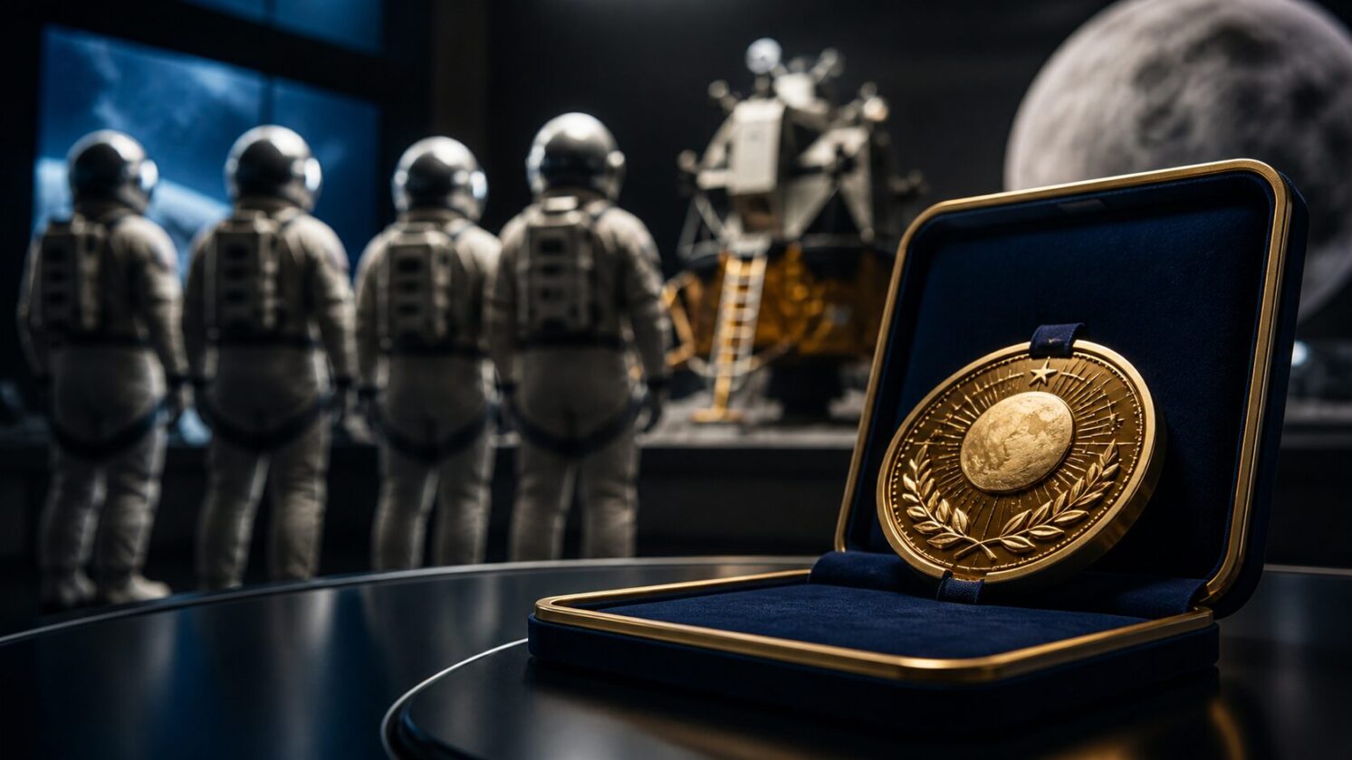 Imagem editorial para a matéria: homenageia tripulação da Artemis II com Medalha Espacial do Congresso