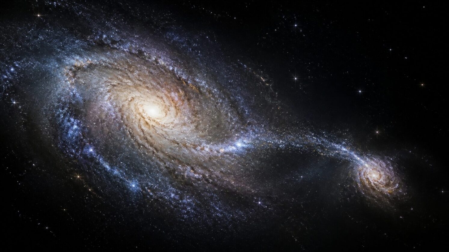 Imagem editorial para a matéria: Hubble e Gaia indicam fusão de galáxia anã com a Via Láctea jovem