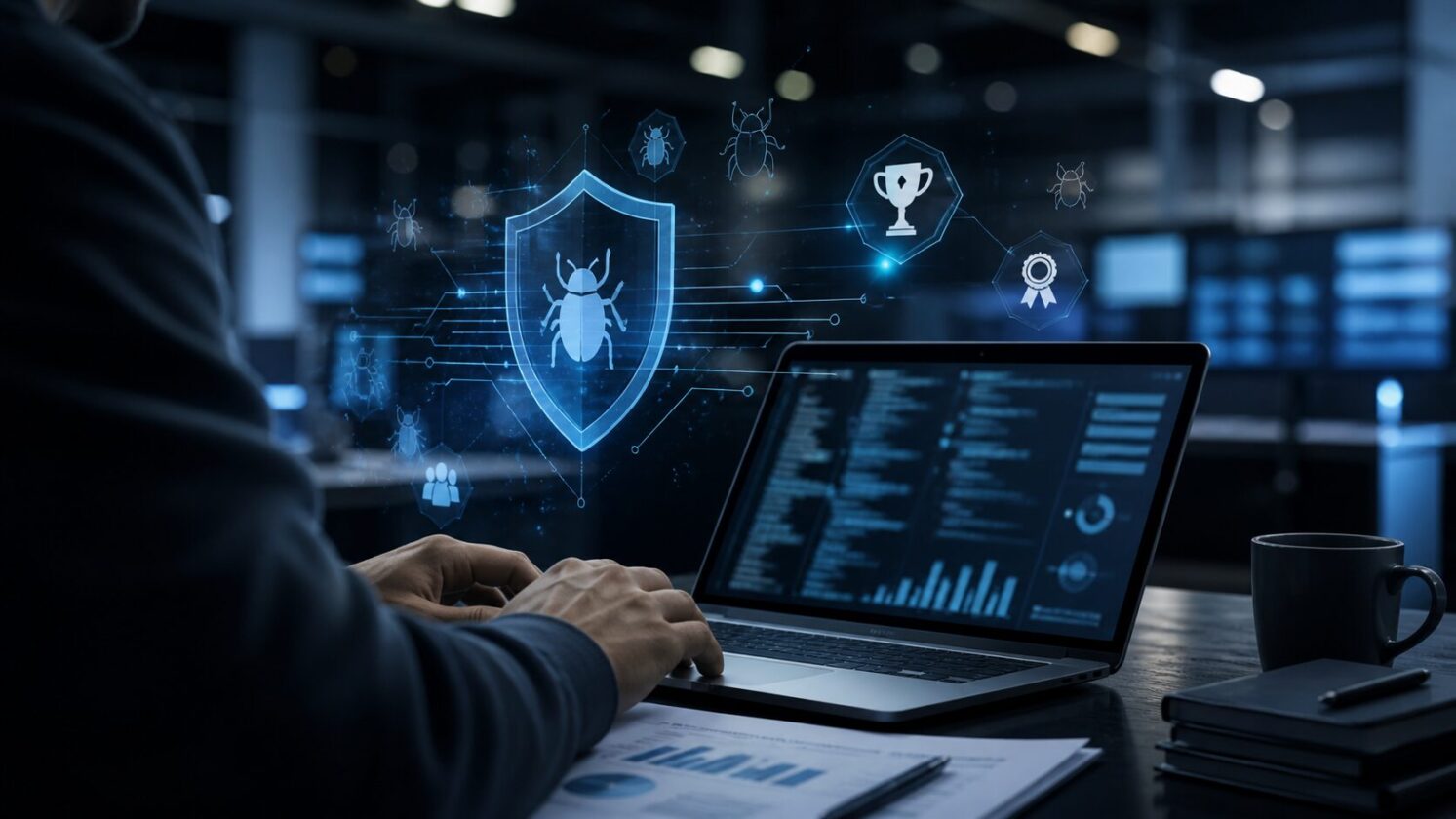 Imagem editorial para a matéria: Microsoft paga mais de US$ 20 milhões em bug bounty com avanço de relatos apoiados por IA