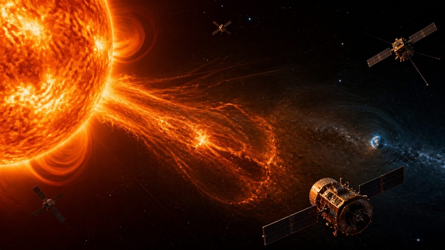 Imagem editorial para a matéria: Missão PUNCH da NASA acerta previsão de tempestade solar em teste inicial