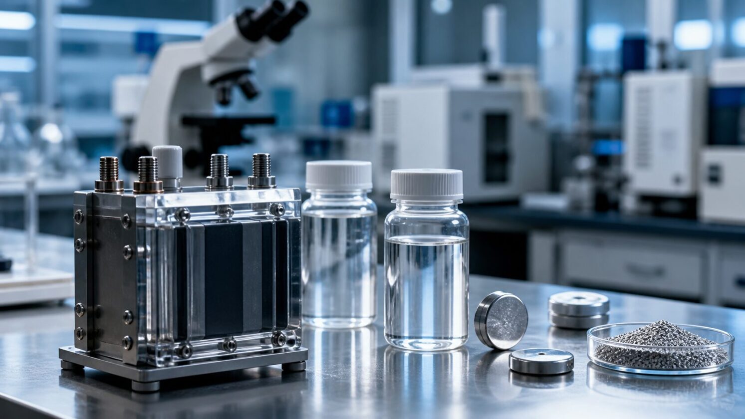 Imagem editorial para a matéria: MIT estuda eletrólitos para viabilizar baterias de sódio-metal