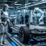 Imagem editorial para a matéria: Montadoras chinesas avançam em robôs humanoides após aposta da Tesla