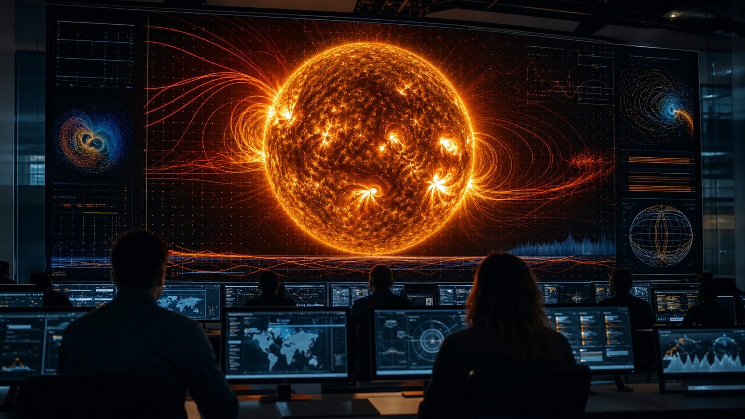 Imagem editorial para a matéria: NASA apresenta modelo de IA para prever regiões ativas no Sol