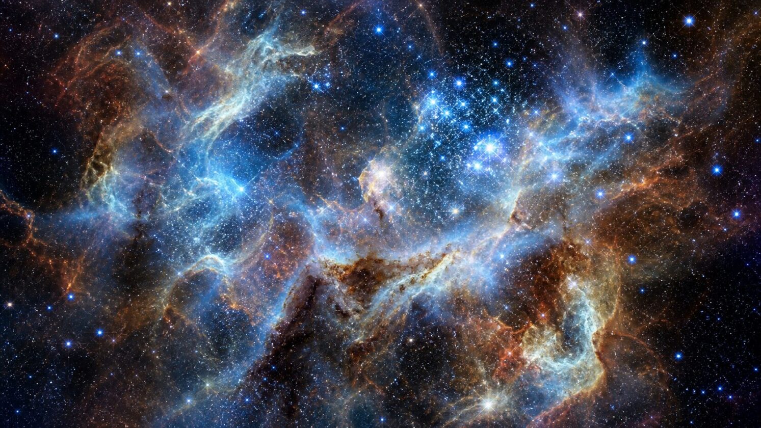 Imagem editorial para a matéria: NASA combina dados de telescópios e mostra novos detalhes da Nebulosa da Tarântula