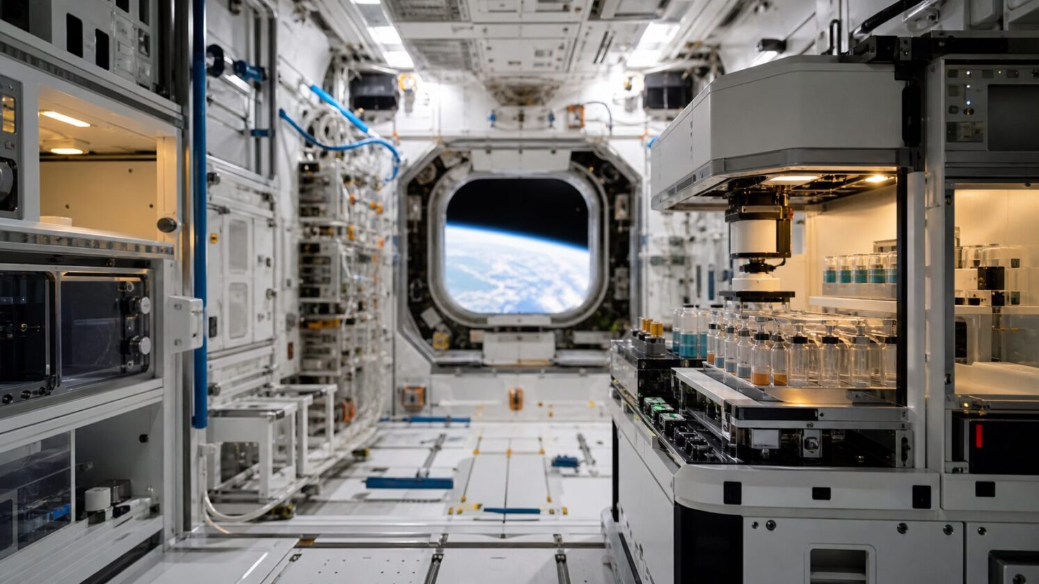 Imagem editorial para a matéria: NASA destaca mini-laboratórios automatizados para ampliar pesquisas na ISS
