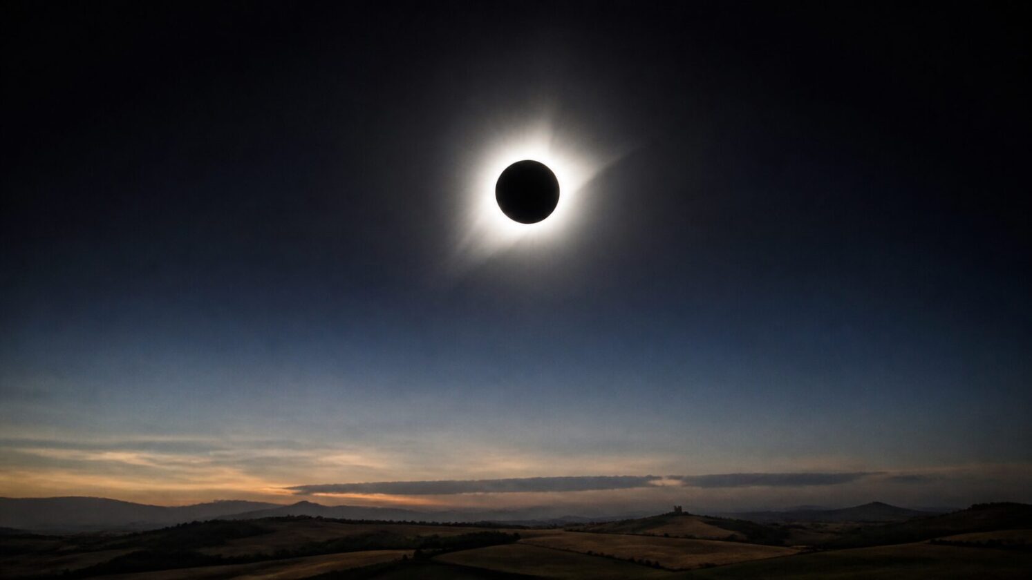 Imagem editorial para a matéria: NASA registra eclipse solar total visto na Espanha