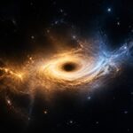 Imagem editorial para a matéria: Nature descreve buraco negro envolto em gás observado 660 milhões de anos após o Big Bang