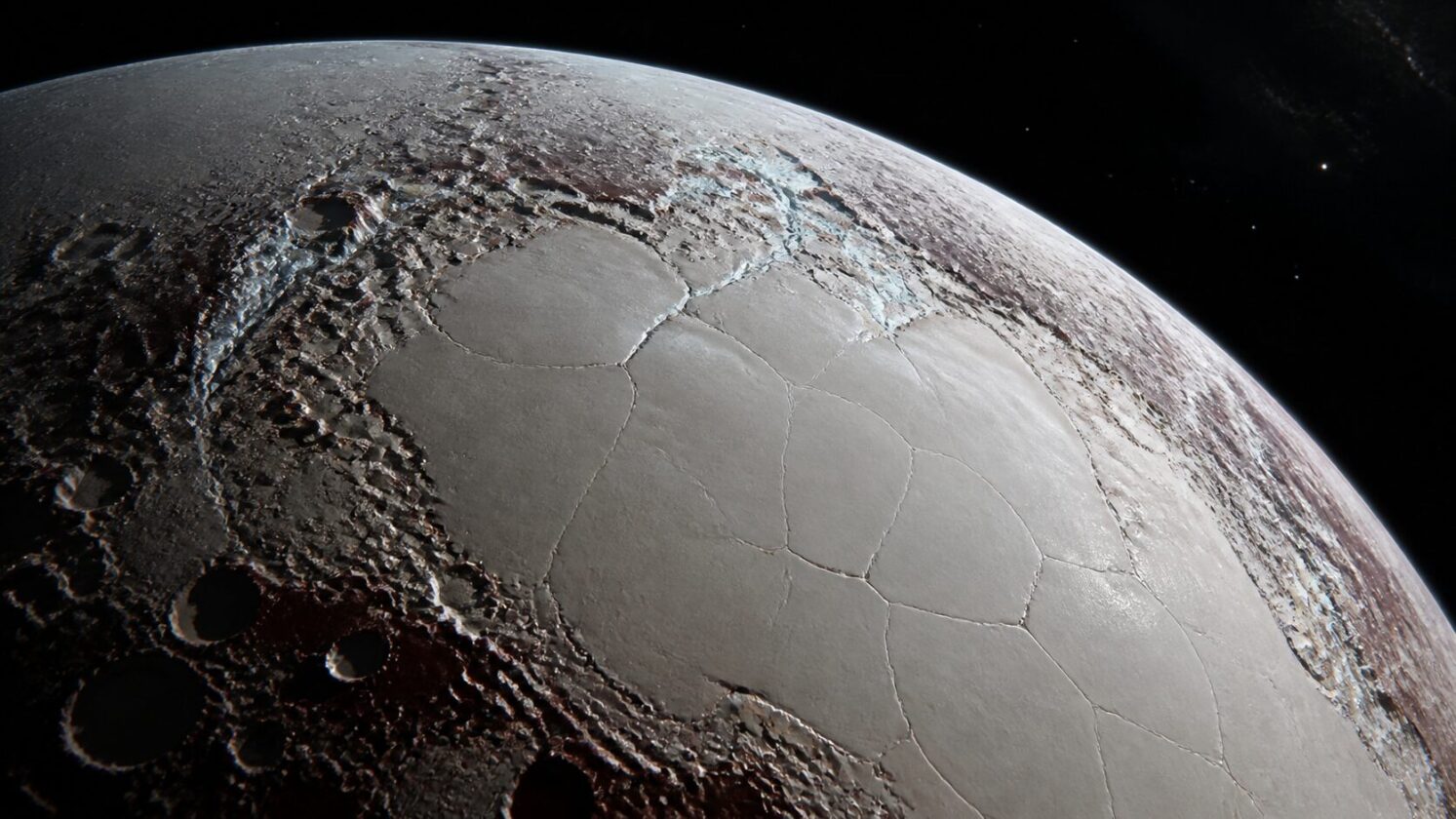 Imagem editorial para a matéria: New Horizons encontra sinais de nitrogênio líquido recente na superfície de Plutão