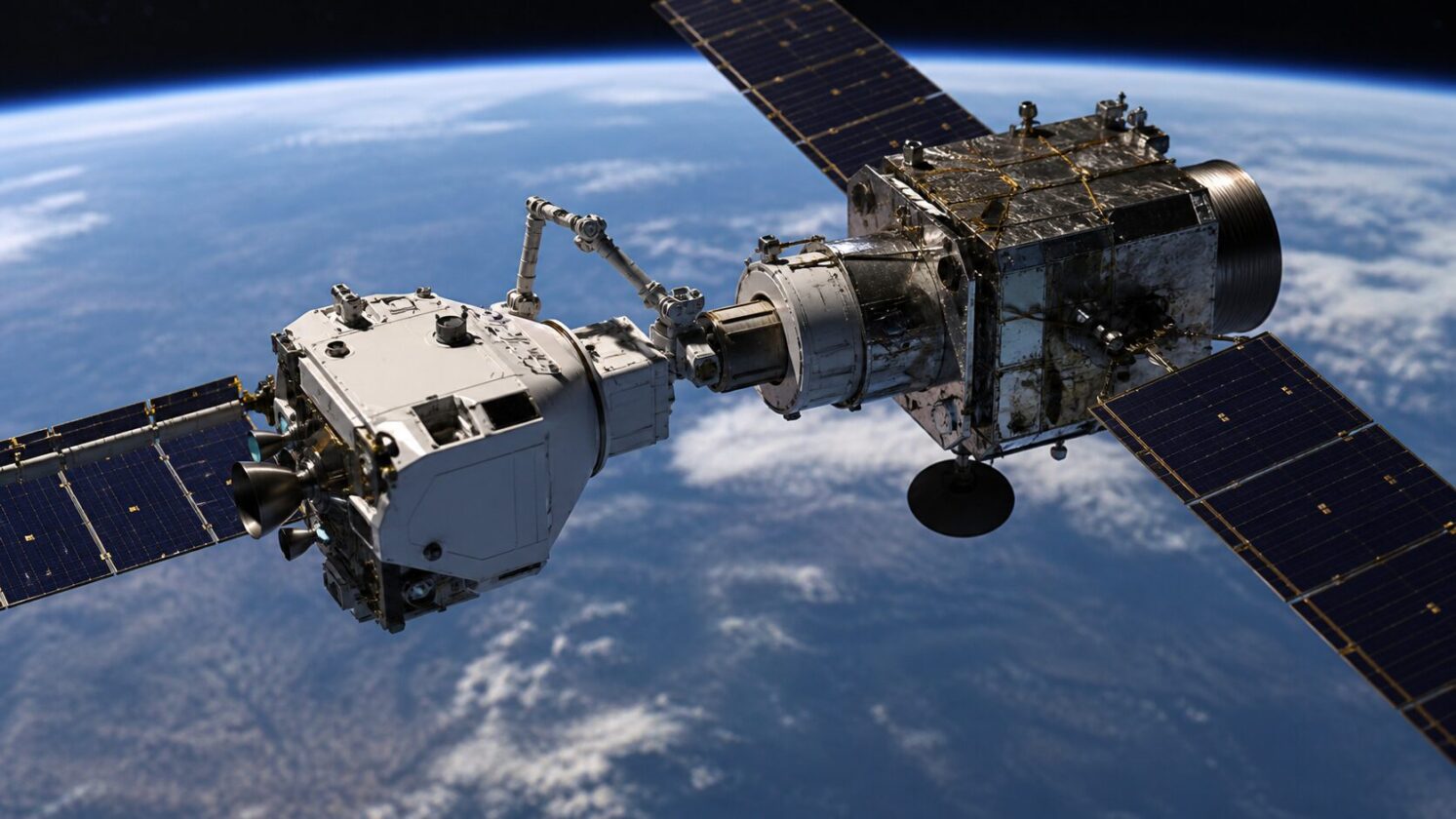 Imagem editorial para a matéria: Northrop Grumman avança com veículo robótico para estender operação de satélites