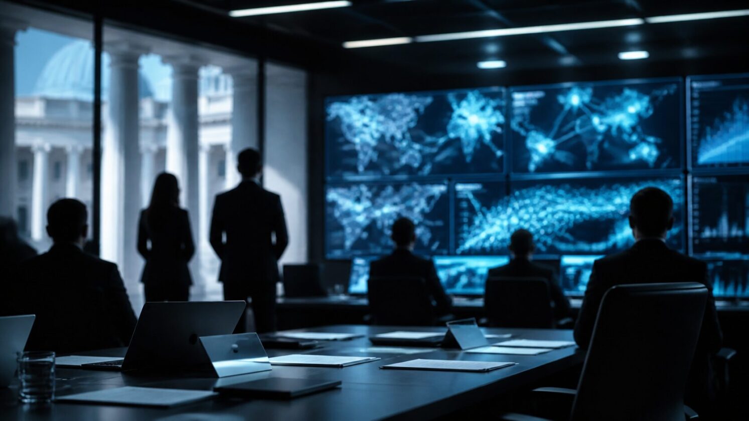 Imagem editorial para a matéria: OpenAI lança iniciativa sobre supervisão democrática de IA em segurança nacional