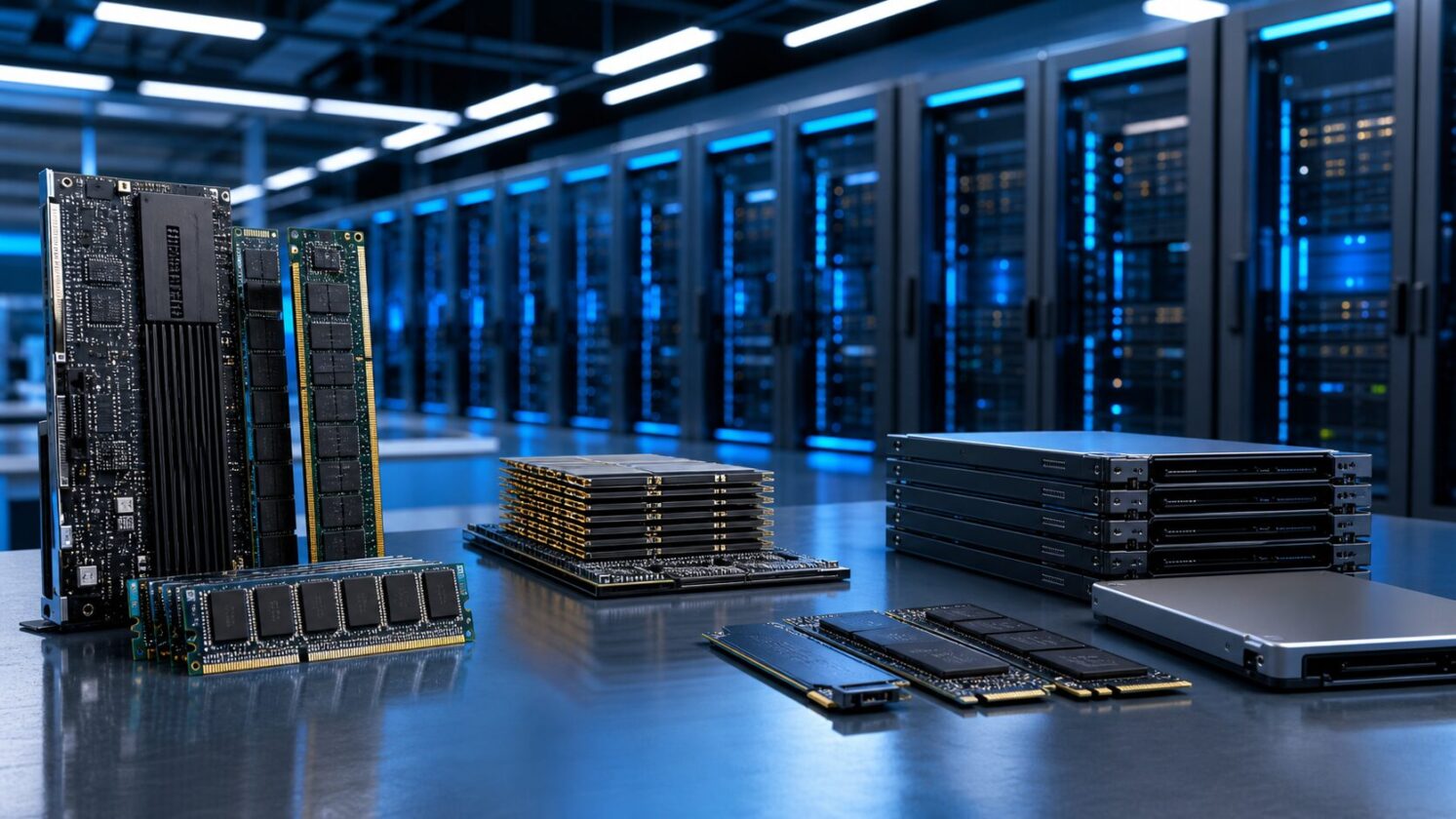 Imagem editorial para a matéria: Samsung apresenta conceitos de memória e armazenamento para data centers de IA