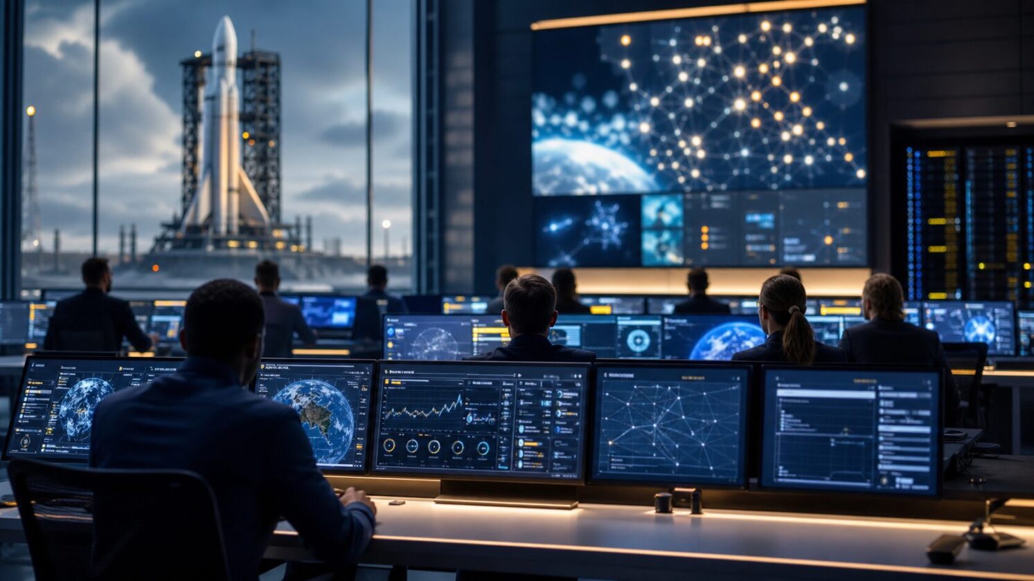 Imagem editorial para a matéria: SpaceX faz primeira teleconferência de resultados e destaca impacto de IA e investimentos