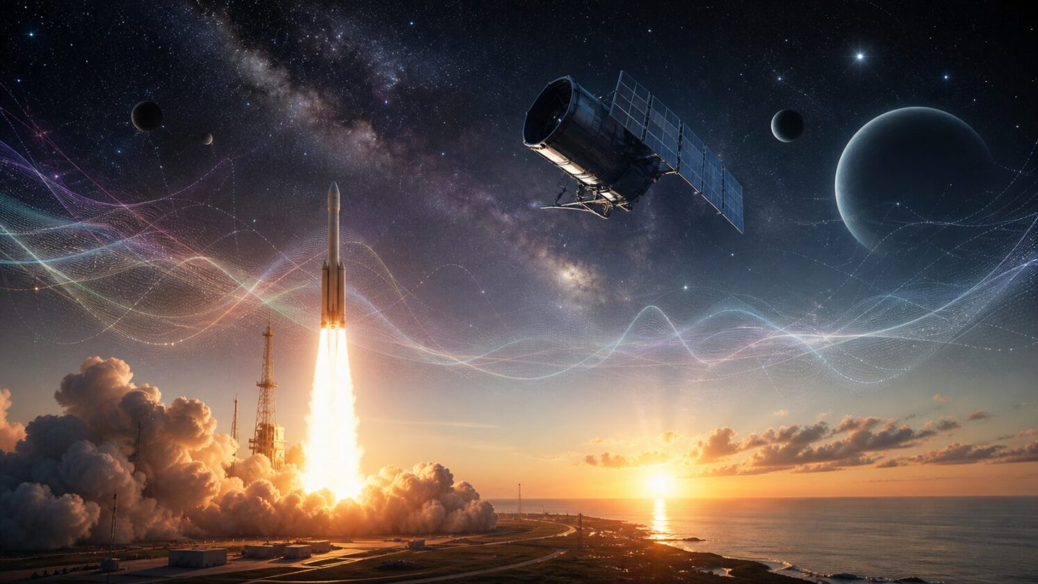Imagem editorial para a matéria: Telescópio espacial Roman é lançado em missão para estudar energia escura e exoplanetas