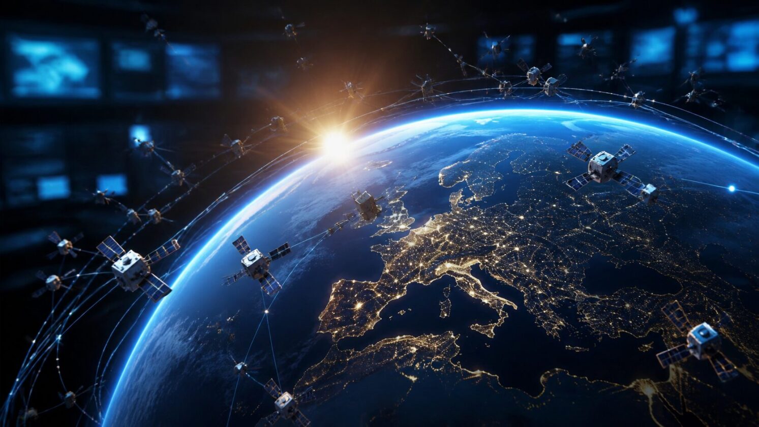 Imagem editorial para a matéria: UE avança com IRIS² e amplia constelação para 348 satélites