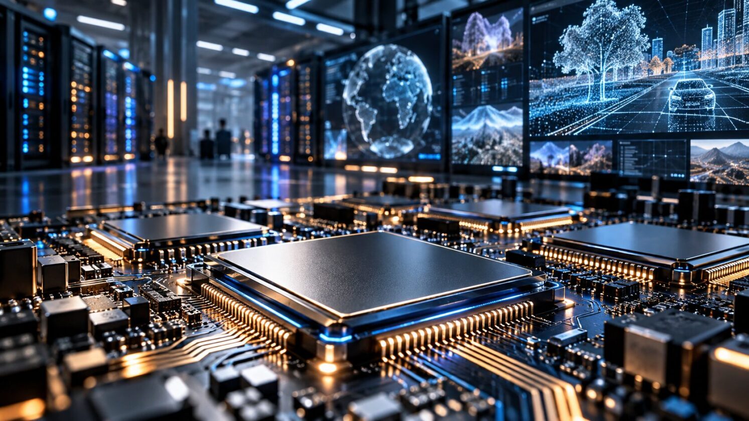 Imagem editorial para a matéria: AMD compra a startup de IA World Labs para reforçar disputa com a Nvidia