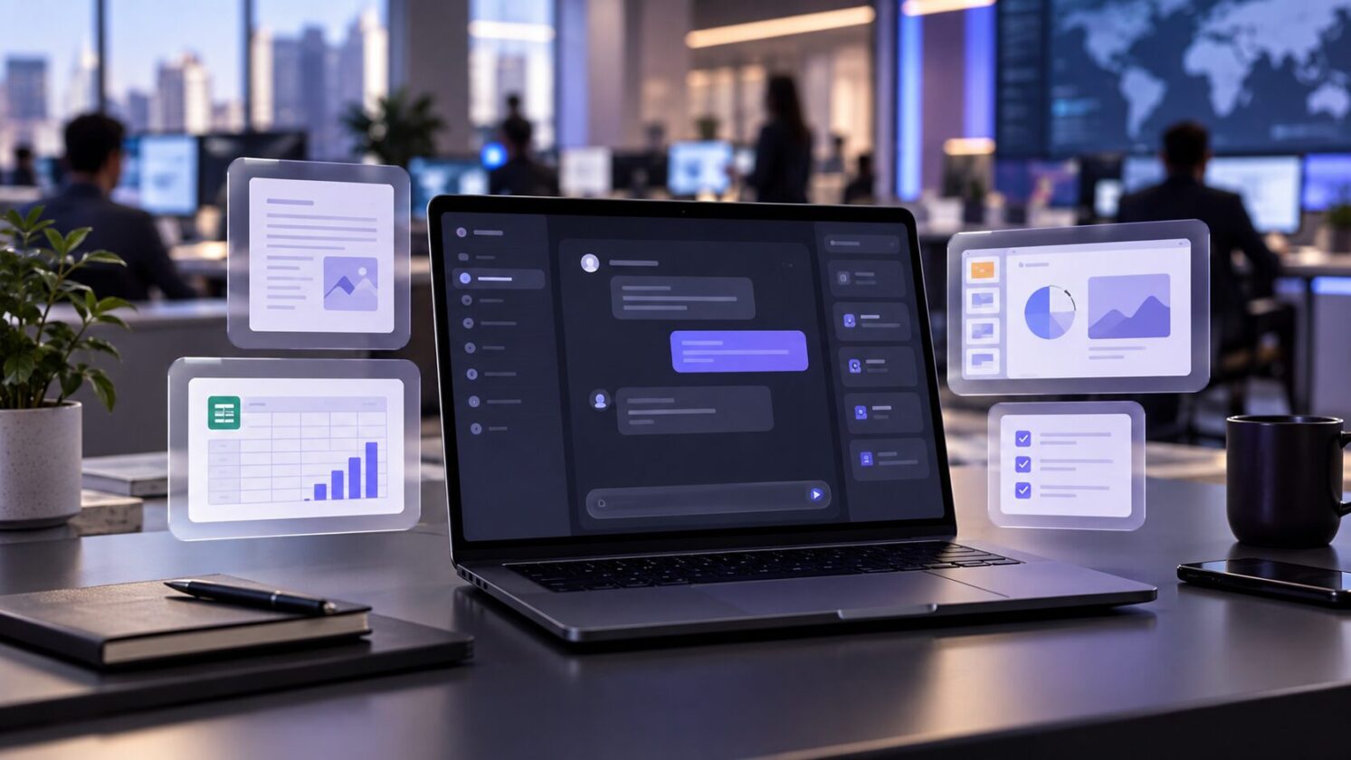 Imagem editorial para a matéria: Anthropic integra recursos do Claude Cowork ao chat principal do Claude