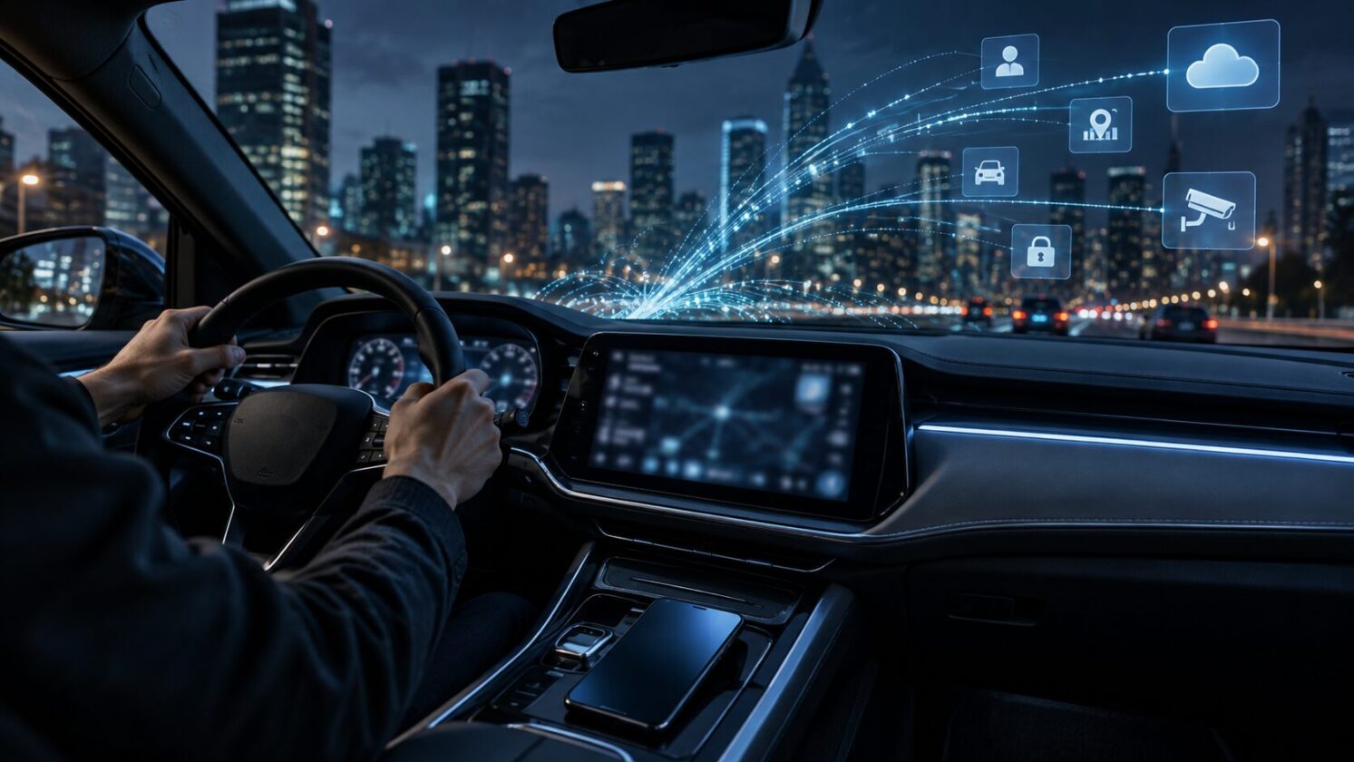 Imagem editorial para a matéria: Carros conectados vendem dados de motoristas e reacendem alerta de privacidade