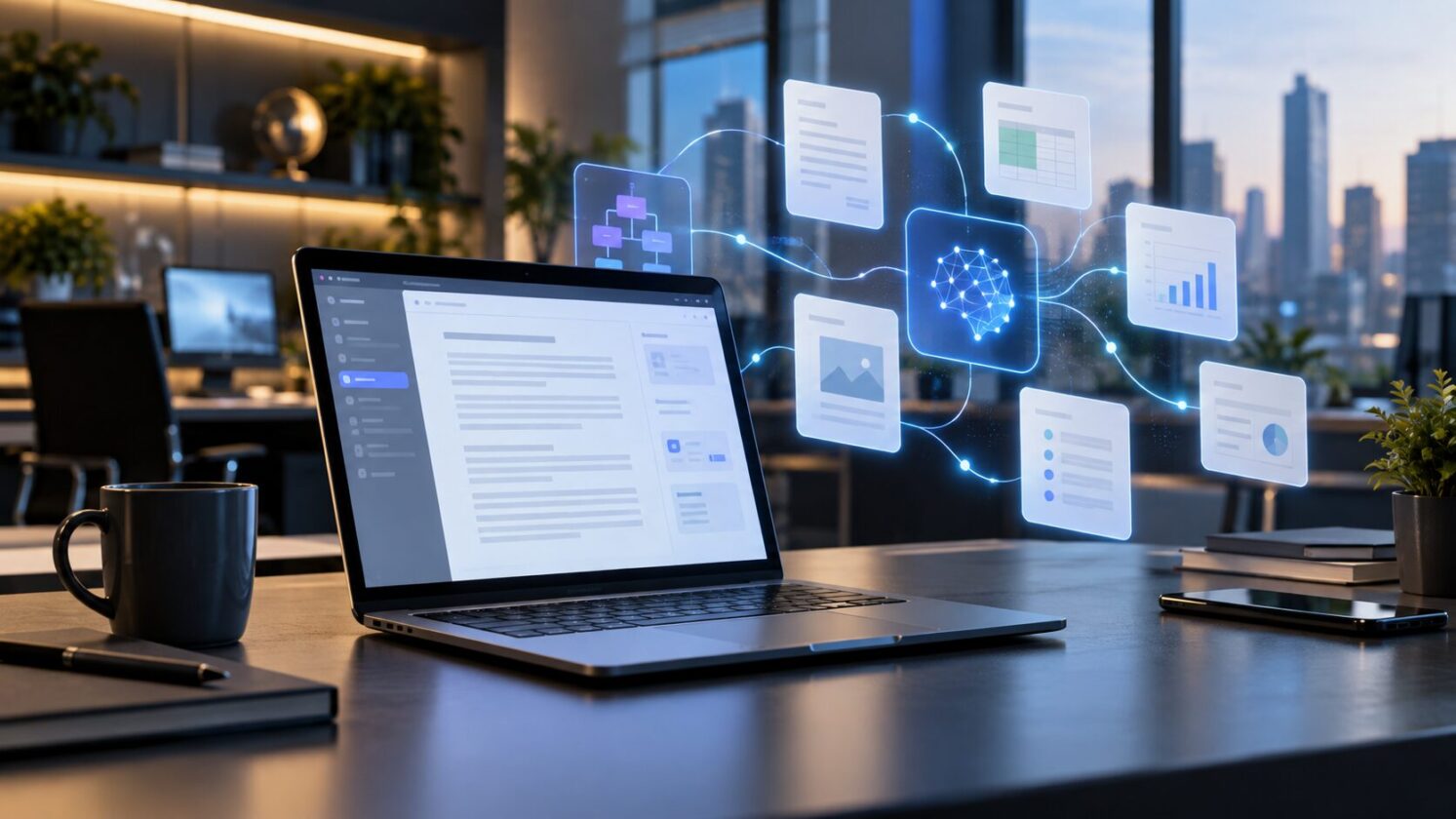 Imagem editorial para a matéria: Google integra Gemini Notebook ao Docs para fundamentar prompts de IA