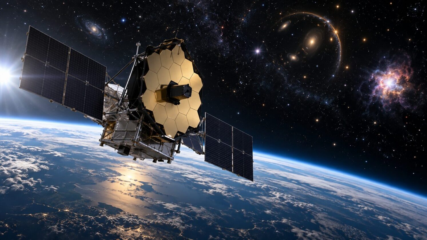 Imagem editorial para a matéria: Hubble completa 200 mil órbitas ao redor da Terra
