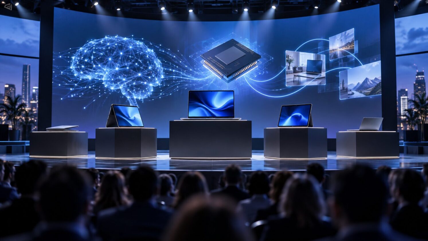 Imagem editorial para a matéria: marca evento de Windows e Surface para 7 de outubro com Satya Nadella e Jensen Huang