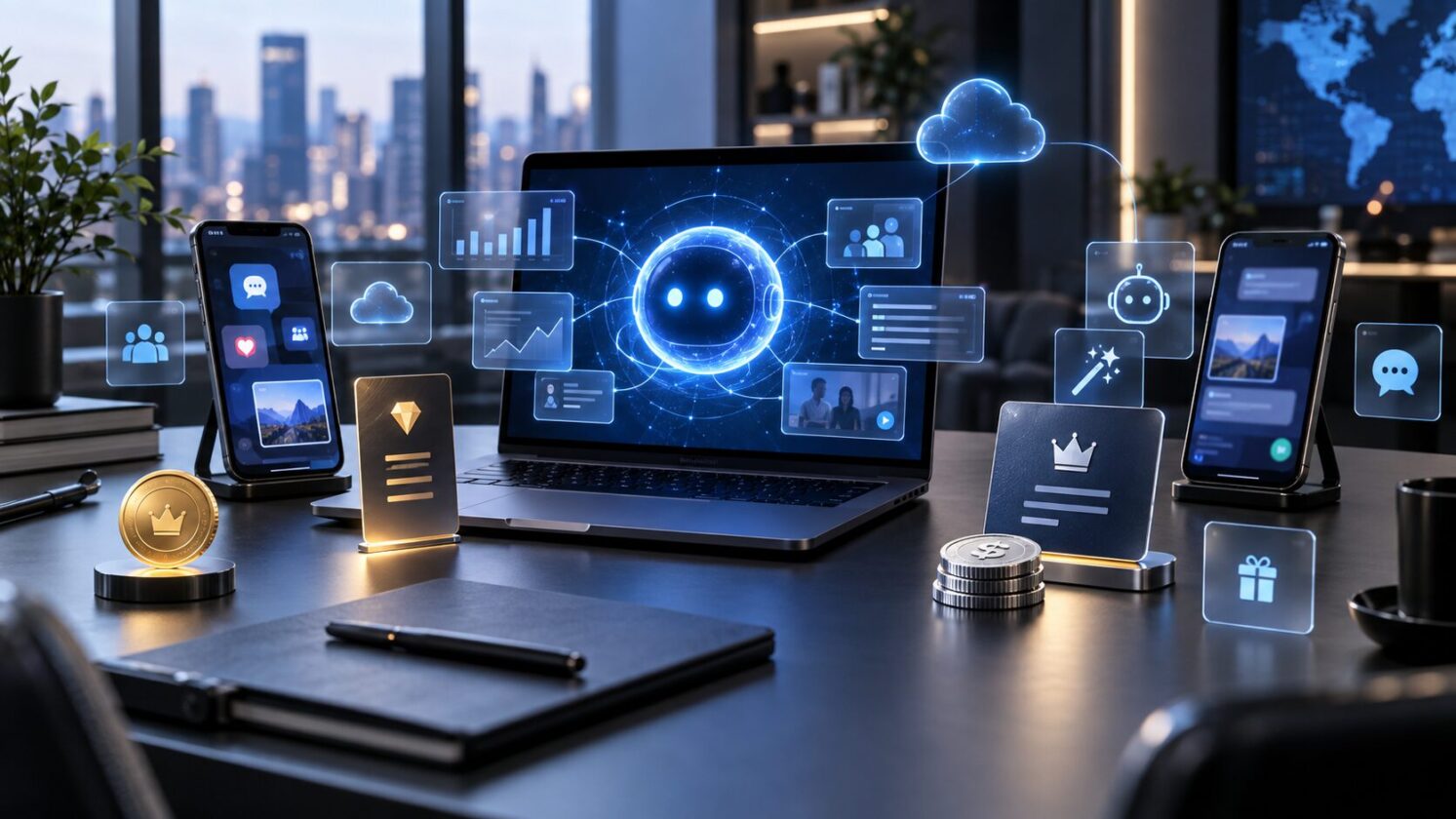 Imagem editorial para a matéria: Meta anuncia Meta One, assinatura com recursos de IA para Facebook, Instagram e WhatsApp