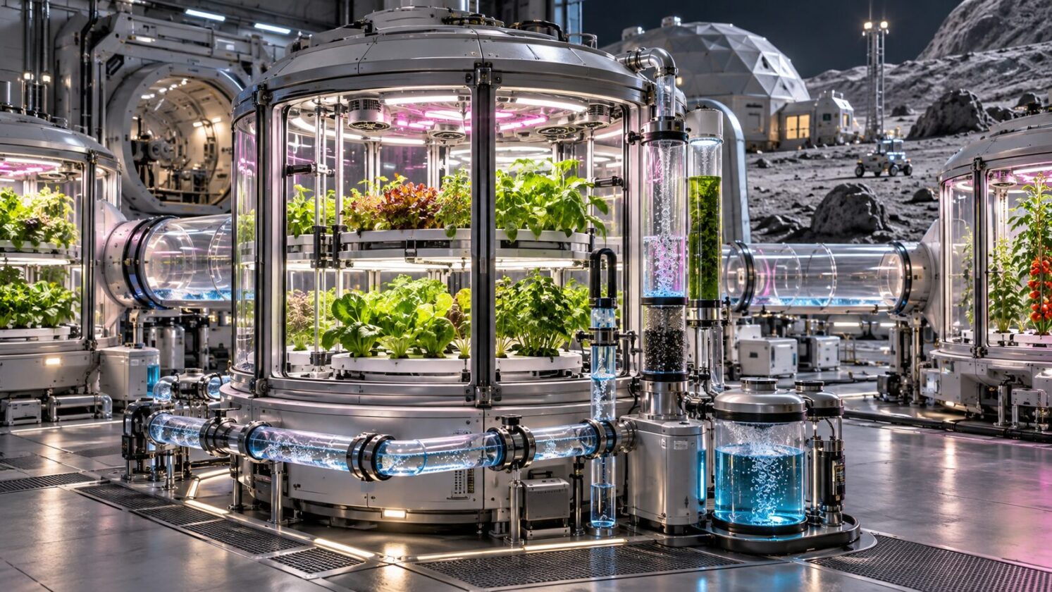 Imagem editorial para a matéria: NASA, Canadá e Alemanha avançam em demonstrador terrestre para agricultura lunar